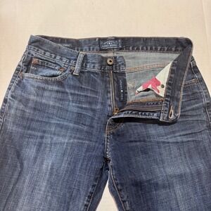 Lucky Brand 221 Original Straight Dark Wash Jeans Mens 32x34 Distressed Blue